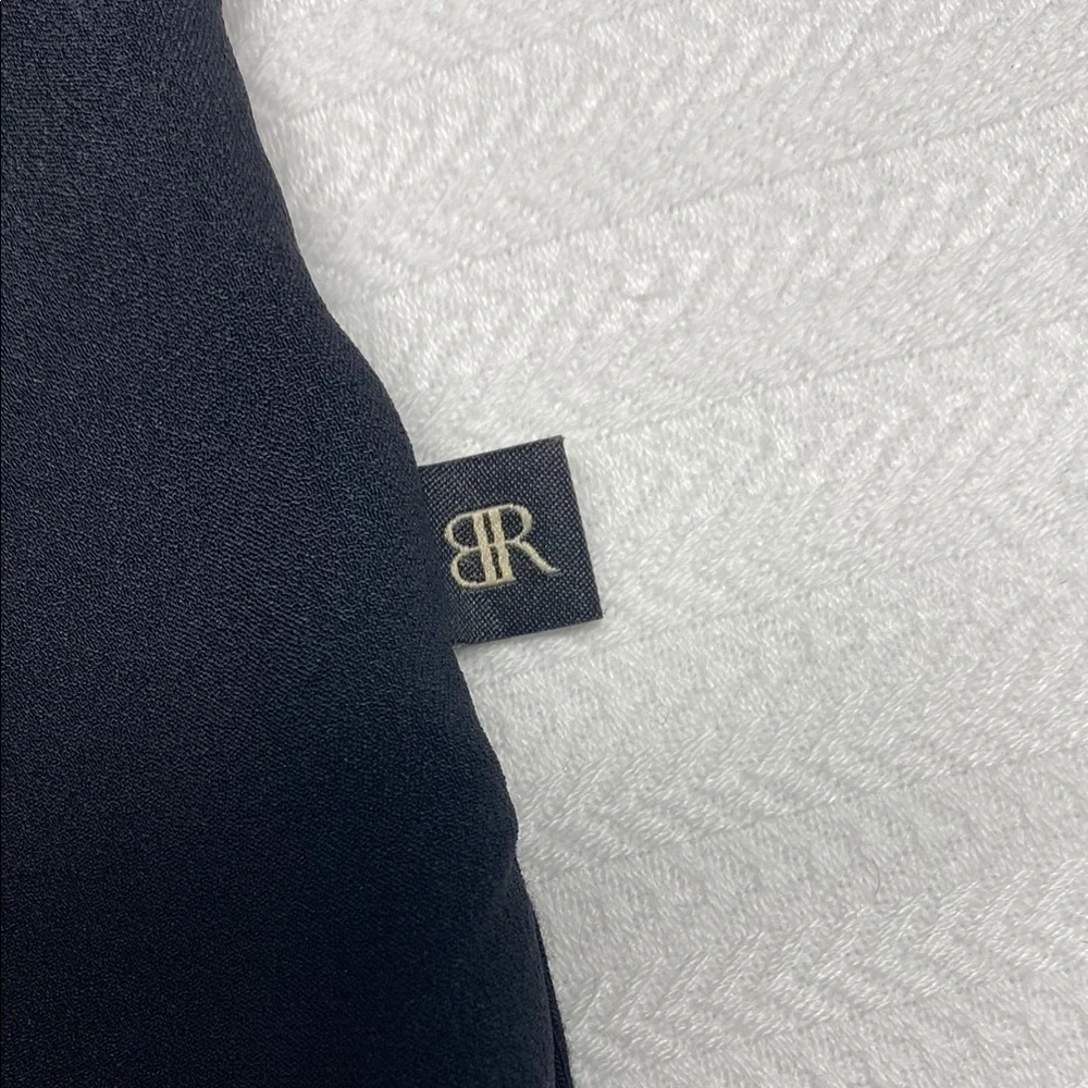 Banana Republic Blouse V-Neck Cap Sleeve Mixed Media Minimalist Black Size Large - Picture 4 of 13